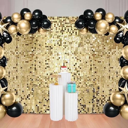 Ozikutech 48 Pcs Light Gold Shimmer Wall Backdrop Panels for Party Decor by Ozikutech