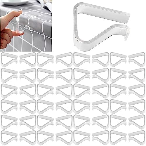 48 Pieces Transparent Clear Tablecloth Clips, Plastic Table Cloth Clips，Windproof Table Cover Holder Clamps，Table Cloth Holder for Christmas Home Wedding Party Indoor Outdoor Camping Picnic (Small) by Sazoemao