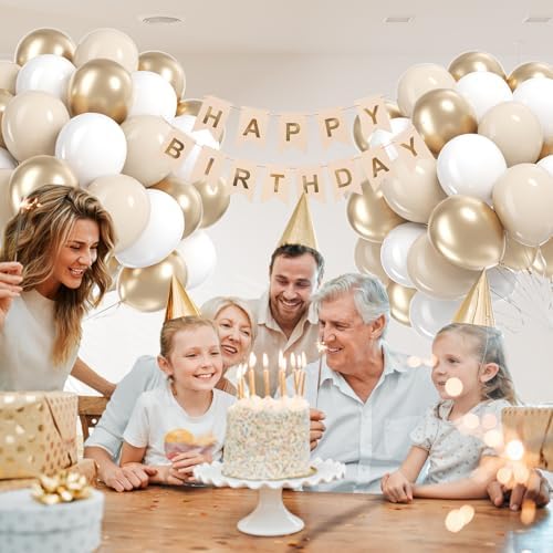 60pcs 12inch Gold and White Balloons with Sand White Confetti Balloons - Image 6