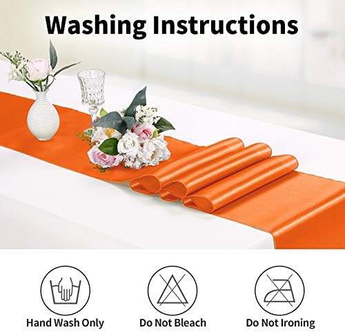 15-Pack Satin Table Runner Orange 12 x 108 inches Long, Table Runners for Wedding, Birthday Parties, Banquets Decorations（15 Pack, 12x108 Inch, Orange） - Image 2