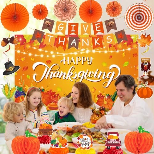 DARUNAXY Orange Happy Thanksgiving Party Decorations Set(20PC) - Image 4