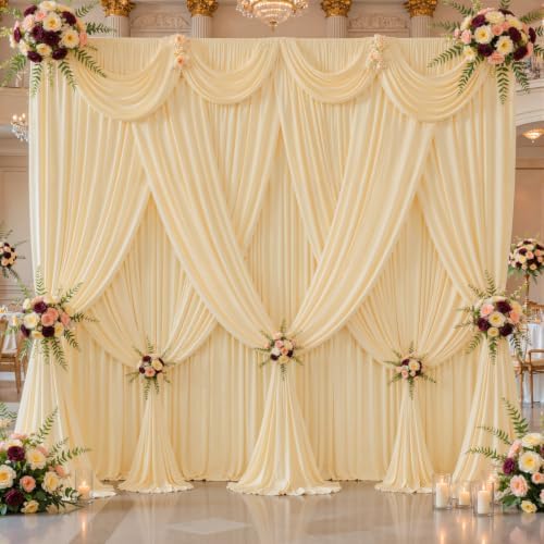 20x12ft Champagne Backdrop Curtain Panels for Parties - Wrinkle Free Polyester Photo Curtain Backdrop Wedding Back Drop Fabric Drapes for Party Decorations Background for Photography - Image 3