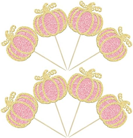 24Pcs Pink Pumpkin Cupcake Toppers Girl Baby Shower Decorations Pumpkin Birthday Decorations Cupcake Picks Pumpkin Gender Reveal Cupcake Toppers Party Supplies - Image 7