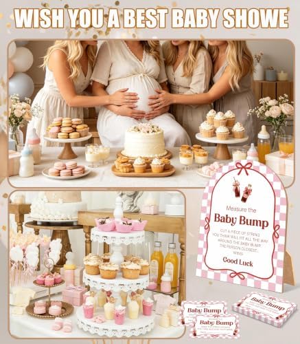 She's Ready To Pop Baby Shower Games, Soda Measure The Baby Bump Game, 6x8 Inch Arch Wooden Sign With Stand And 50 Guessing Cards, Gender Reveal Party Supplies & Decorations - AD05 - Image 6