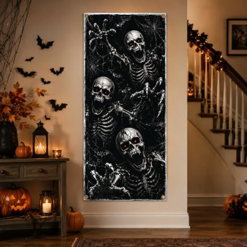 Halloween Door Banner 90 x 200 cm Polyester Hanging Door Cover, Skeleton Theme Front Door Decoration for Porch Entryway Wall Indoor Outdoor Seasonal Home Decor - Image 6