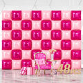 NISOCY 48PCS Hot Pink and Rose Square Foil Balloons Wall Backdrop by NISOCY