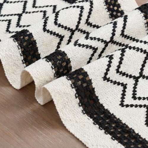 Artoid Mode Black Stripe Diamond Woven Table Runner 12x36 Inch - Image 6