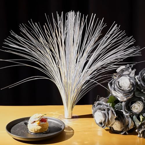 Colingmill 4 Pcs Plastic Metallic Spray Table Centerpieces, Silver - Image 4