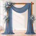 Dusty Blue Wedding Arch Draping Fabric Sheer Curtain Drapes 4 Panels | 20 ft Extra Long Shimmery Backdrop Curtains for Wedding Anniversary Party Summer Outdoor Events Drapery Photo Background by Aeviusmo