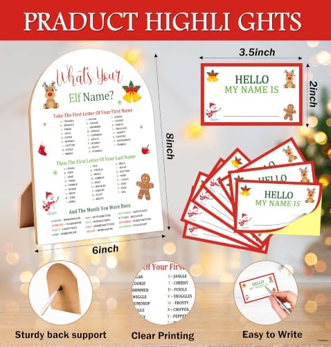 Christmas What's Your Elf Name Game, Winter Holiday Party Decor Sign - Image 2
