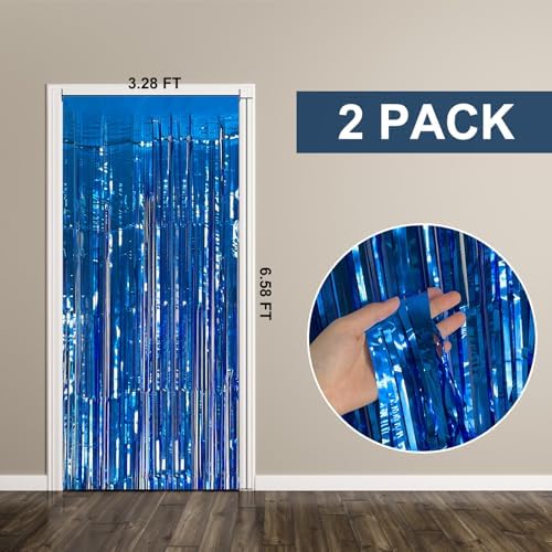 2 Pack Blue Party Decorations Ocean Party Decor Supplies Blue Party Streamers Birthday Decorations Tinsel Foil Fringe Curtains Photo Booth Props Celebration Decorations - Image 7
