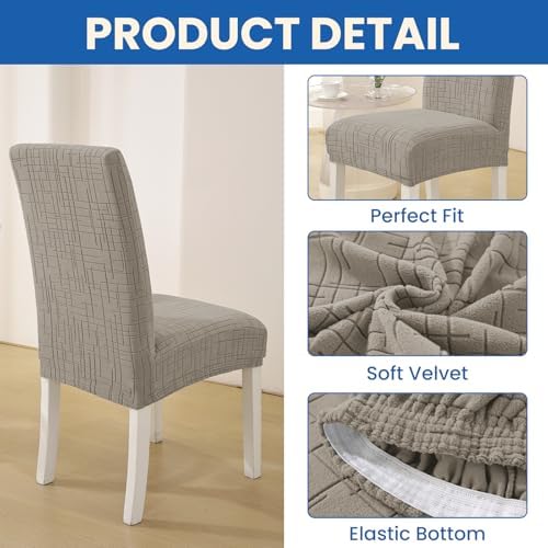 Super Stretch Chair Covers for Dining Chairs Set of 4, Khaki - Image 5