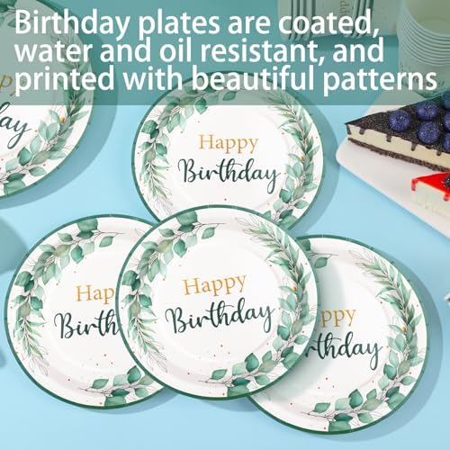 168Pcs Sage Green Birthday Decorations, Plates & Napkins Set - Image 3