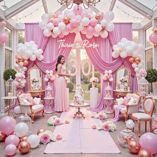 20ft x 12ft Wrinkle Free Pink Backdrop Curtains for Parties, Pink Photo Backdrop Drapes 12FT Long Silky Back Drop Cloth for Wedding Birthday Photography Background Decor - Image 6