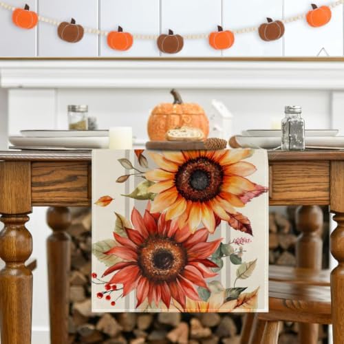 RABUSOFA Fall Table Runner 13x120 Inch Sunflower Fall Decor for Home - Image 5