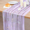 BINBE 6pcs Purple Florals Table Runner Embroidery Gauze 10FT Daisy Seasonal Tulle Birthday Wedding Holiday Kitchen Dining Table Decor for Home Party by BINBE