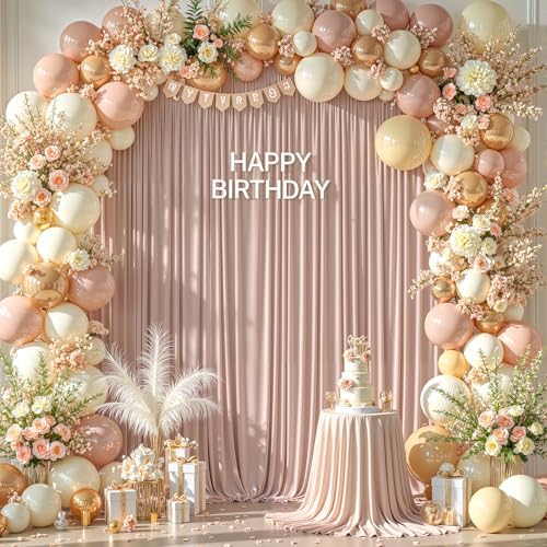 8x10FT Nude Backdrop Curtains for Wedding Parties, Wrinkle Free Polyester Photography Backdrop Drapes for Wedding Baby Shower Birthday Parties Stage Background Stand Decorations 4x10ft,2 Panels - Image 4