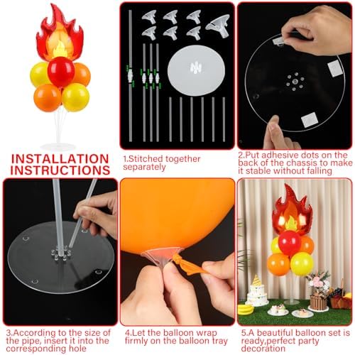 Naozinebi 4 Sets Fire Truck Birthday Party Balloons Stand Kit Party Decor - Image 3
