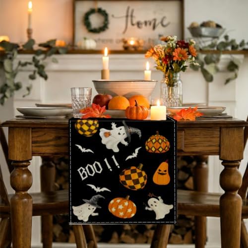 Halloween Ghost Pumpkin Table Runner for Table Decoration 13x72 Inches - Image 3