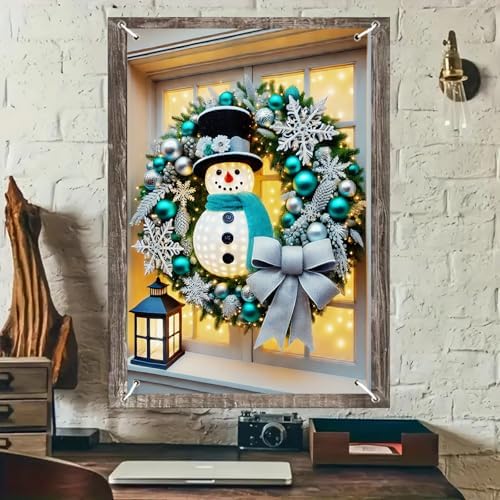 BlissYard Christmas Snowman Window Cover 31x47 Inch Polyester - Image 2