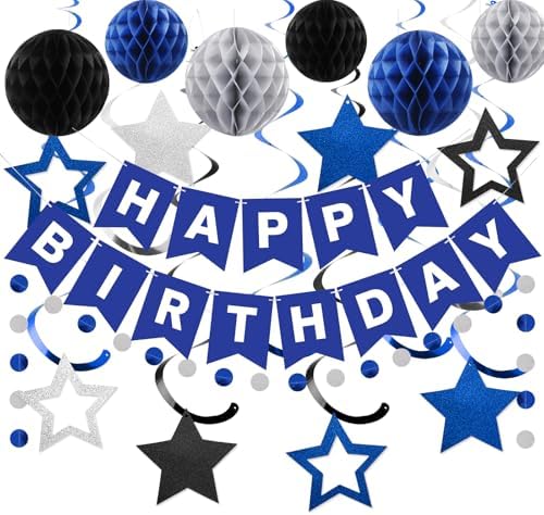 meowtastic Birthday Decorations Happy Birthday Banner with Honeycomb Balls by meowtastic%C2%AE%E2%80%94Idealforyourparty