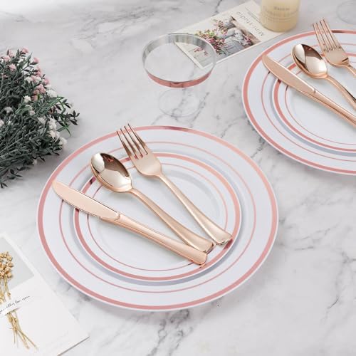 BESTVIP 450PCS Rose Gold Dinnerware Set for 75 Guests, - Image 5