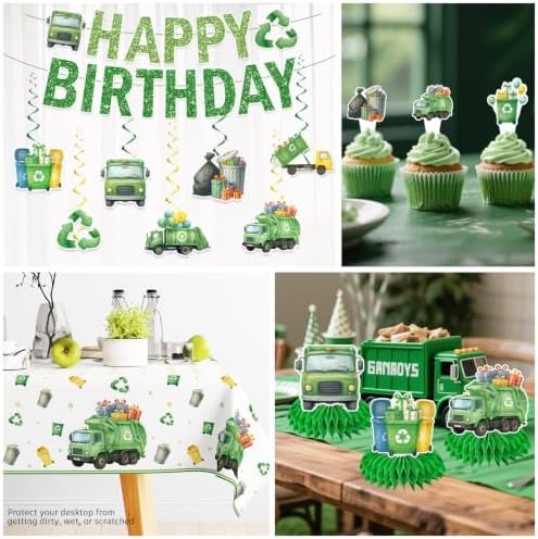All-in-One Garbage Trash Truck Birthday Decorations Plates and Napkins Set - Image 6