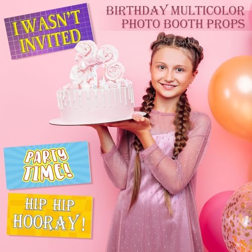 Beeveer 24 Designs Birthday Photo Booth Props Double Sided PVC Selfie Signs - Image 6