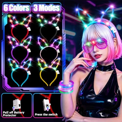156Pcs Glow In The Dark Party Supplies for Kids & Adult Neon Accessories - Image 3
