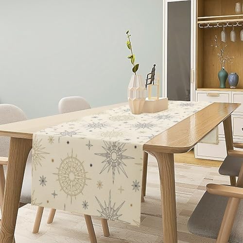 Sun Stars Table Runner Mystical Celestial Bursting Sun Rays Magic Space Galaxy Dinner Runner for Farmhouse Party Holiday Home Kitchen Dining Table Decoration 13"x120" - Image 2