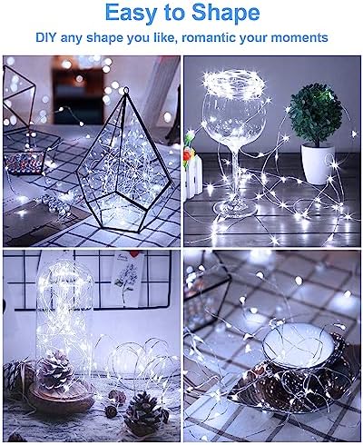 20 Pack Fairy Lights Battery Operated 3.3ft 20 LED Mini String Lights Copper Wire Twinkle Lights for Mason Jars Festivals Wedding Christmas Party Centerpiece Table Decorations, Warm White & Cool White - Image 4
