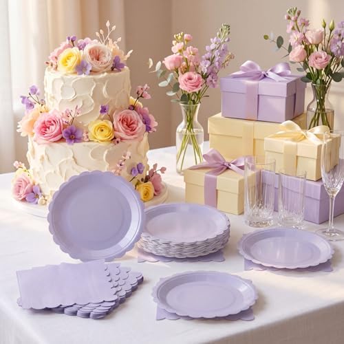 120 Pcs Purple Plates and Napkins 7in Disposable Paper Tableware - Image 3