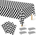 QZYL 4Pack Plastic Table Cloth Disposable, 54" x 108" Waterproof Tablecloths Rectangular, Black and White Checkered Table Cover for Picnic Birthday Party Supplies Outdoor Gathering BBQ Holiday Dinner by QZYL