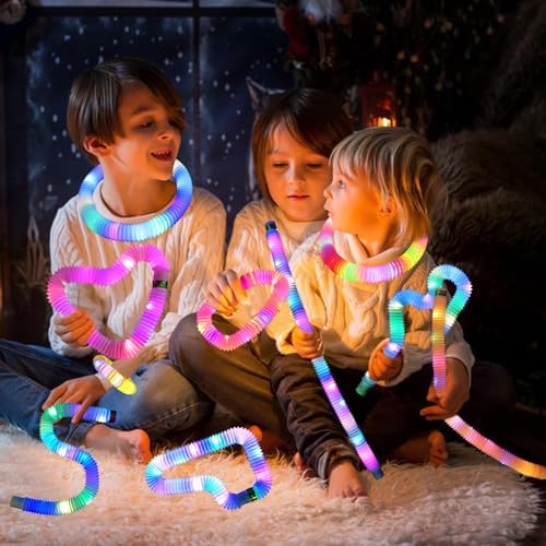 Light Up Glow Sticks Fidget Pop Tubes, 6 Pack Glow in The Dark Party Supplies Toddler Sensory Toys, Glow Stick Thanksgiving Christmas Party Favors Party Pack Gifts for Kids - Image 2