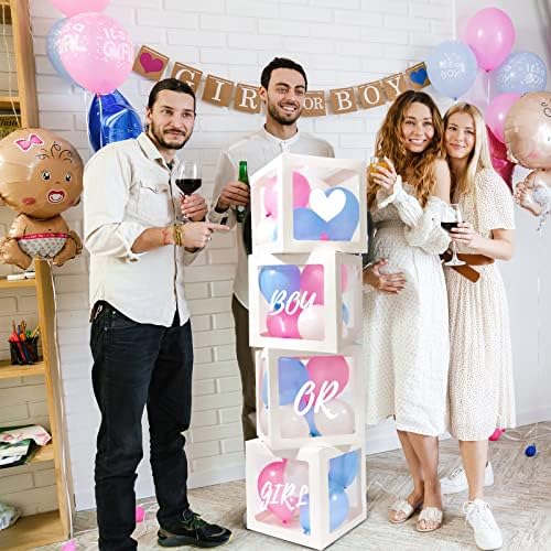 RUBFAC Baby Boxes with Letters and 36 Balloons, 4pcs Clear Balloon Boxes for Gender Reveal Baby Shower Decorations - Image 6