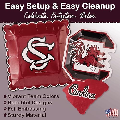 South Carolina Party Decor Gamecocks Plates Napkins Tablecloth 37 Pc - Image 4