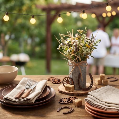50 Pcs Western Party Decorations, Wagon Wheel Hay Bale, Silver - Image 6