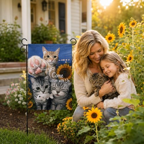 Cute Cat Garden Flag Sunflower Outdoor Farmhouse Yard Fall Decor 12×18 - Image 5