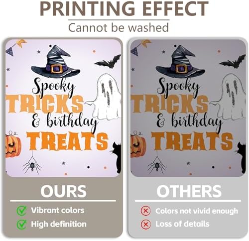 Spooky Halloween Backdrop Tricks and Birthday Treats Watercolor Ghost Pumpkin Witch Hat Background Kids Halloween Theme Birthday Party Decorations Cake Table Banner Photo Booth Props 15x10ft - Image 5