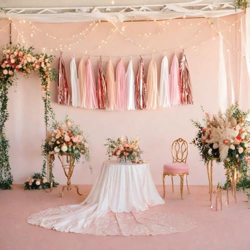 We Moment Tissue Paper Tassels Party Tassel Garland Banner for Party Decorations, DIY Kits,Pink,White,Peach,Rose glod,40 PCS - Image 6