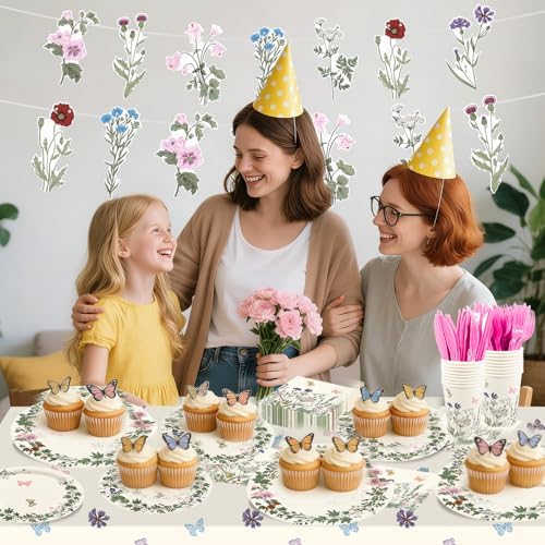 182pcs Spring Wildflower Party Decorations,Serves 30 - Image 5