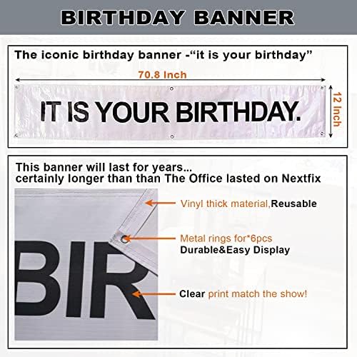 It is Your Birthday Banner, The Office Theme Infamous Husband Birthday Party Decorations,Grey Brown Black Latex Balloons,White Crepe Streamer Rolls + Tape,The Office Birthday Decorations 49Pcs Kit - Image 3