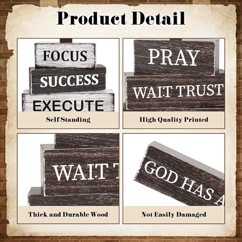 4 Pcs Christian Wooden Tiered Tray Decor, Bible Table Decorations - Image 4