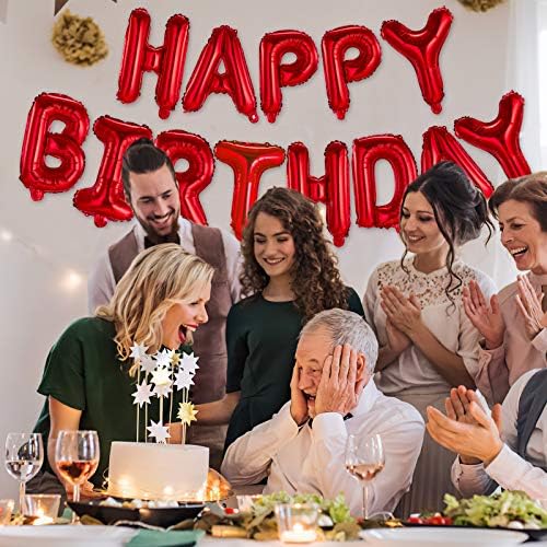 Happy Birthday Balloons Banner Red 16 Inch Mylar Foil Letters | Inflatable Party Decor and Event Decorations for Kids and Adults | Reusable, Ecofriendly Fun - Image 5