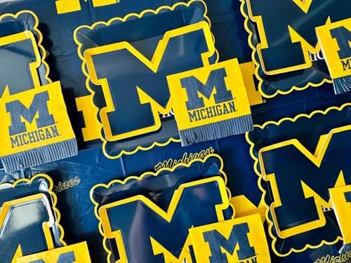 University of Michigan Party Supplies Wolverines Plates Napkins Decor 37 Pc - Image 2