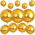 12PCS Metallic Gold Round Foil Balloons 22" 15" 10" Chrome Gold Balloons by vibzox