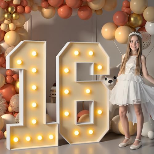 imprsv 16 Marquee Numbers, 4FT Light Up Numbers for 16th Birthday Decor by Letsmakeitimpressive