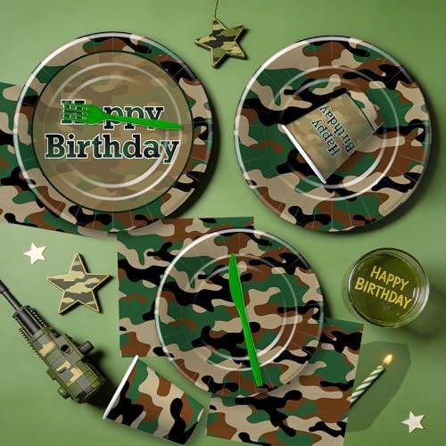 Srua Don Camouflage Army Birthday Party Decorations, Camo Hunting Serves 24 - Image 5
