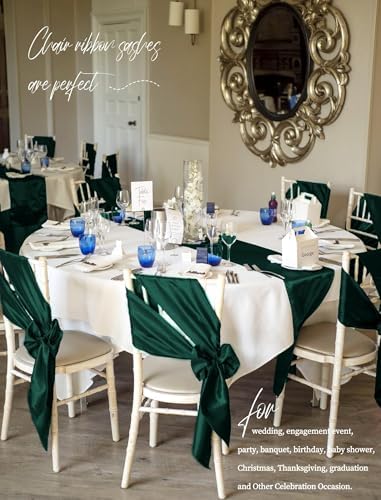 fani 60 PCS Satin Chair Sashes, 7x78 Inch, Emerald Green - Image 5