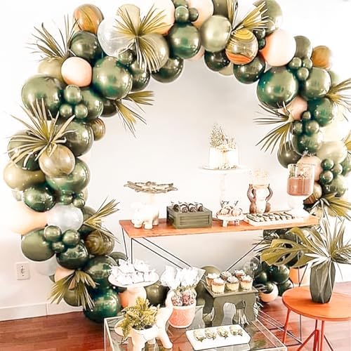 PartyWoo Metallic Green Balloons 50pcs Metallic Sage Olive Green Boho Color - Image 5